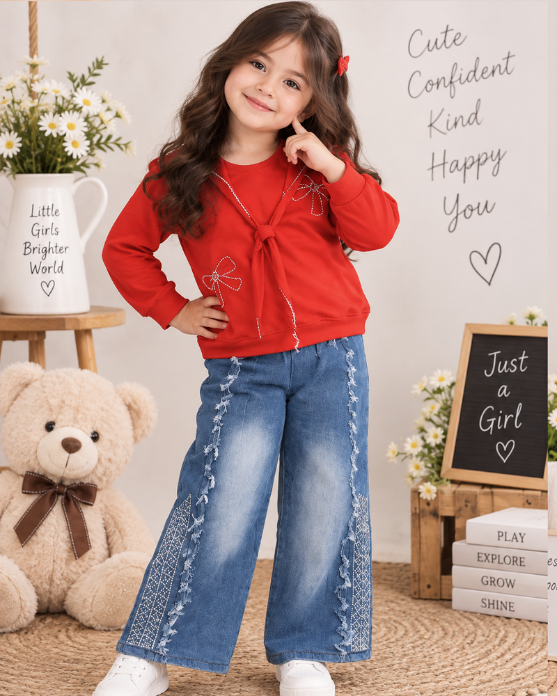 Ruby Bow Denim Set