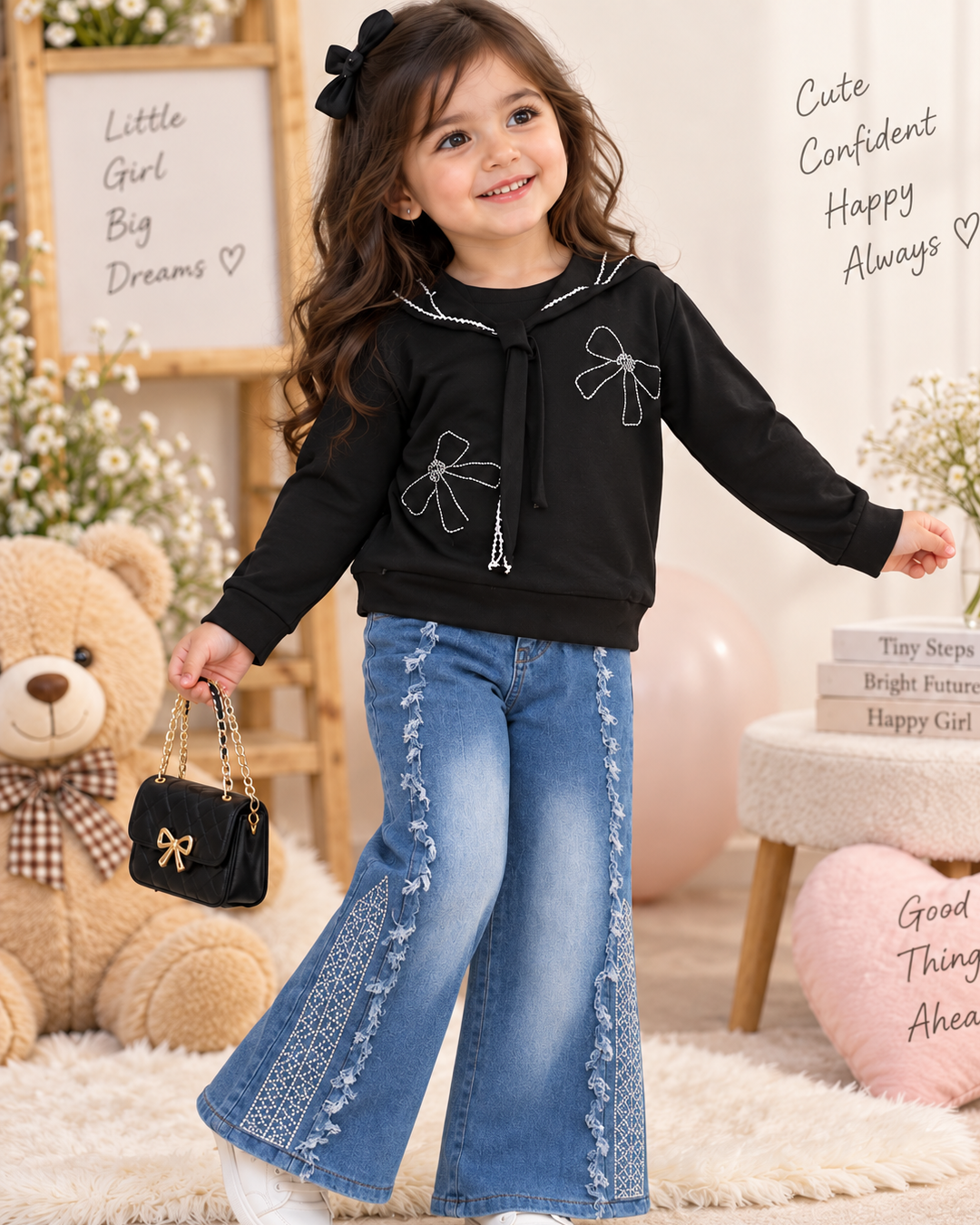 Bow & Heart Denim Set