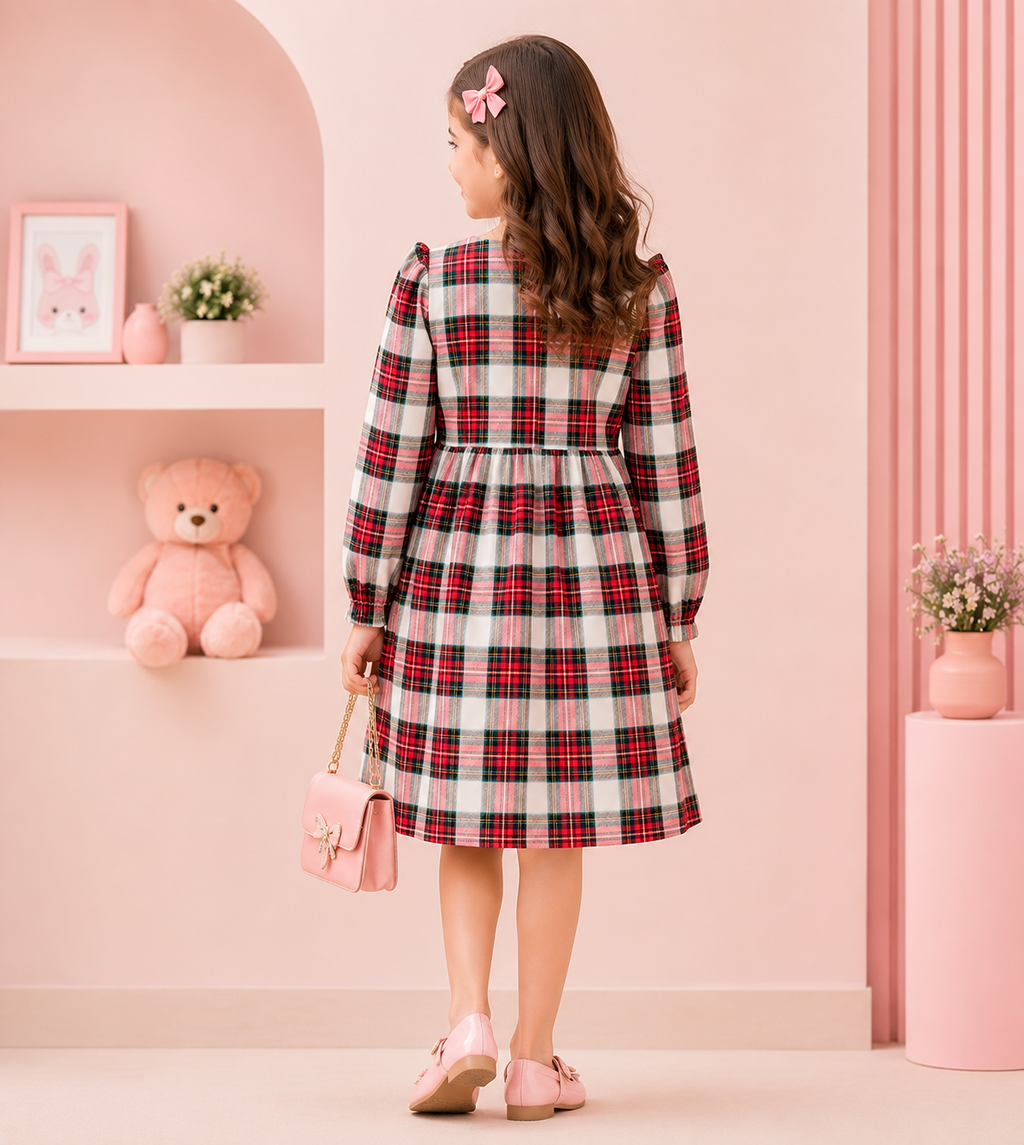 Cherry Plaid Lace Dress