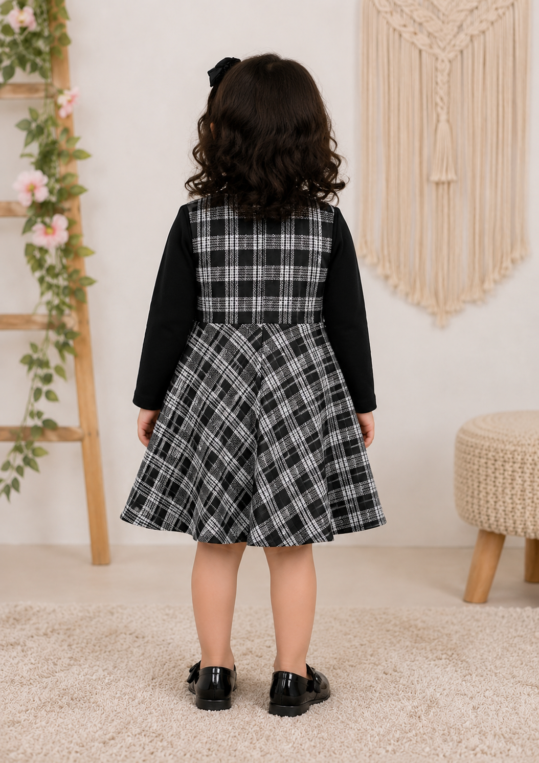 Black Pearl Plaid Dress