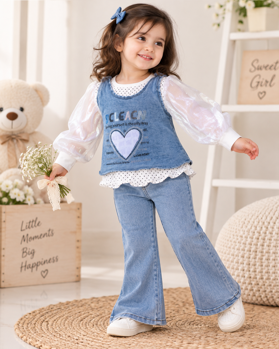 Denim Heart Bloom Set