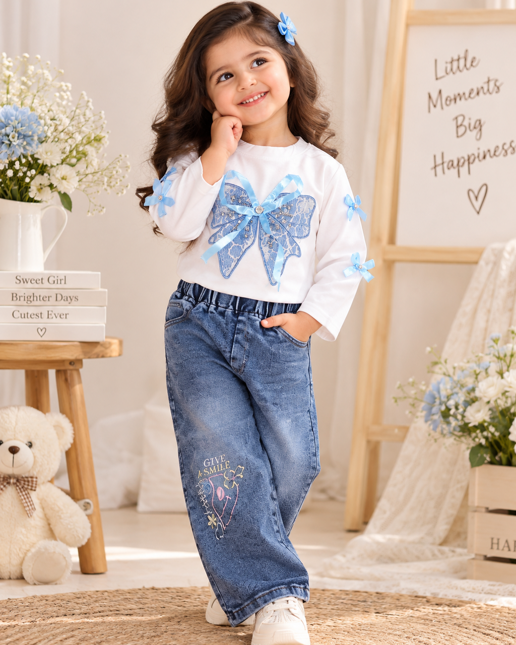 Blue Bow Bliss Denim Set