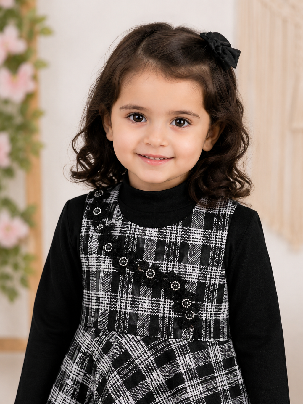 Black Pearl Plaid Dress