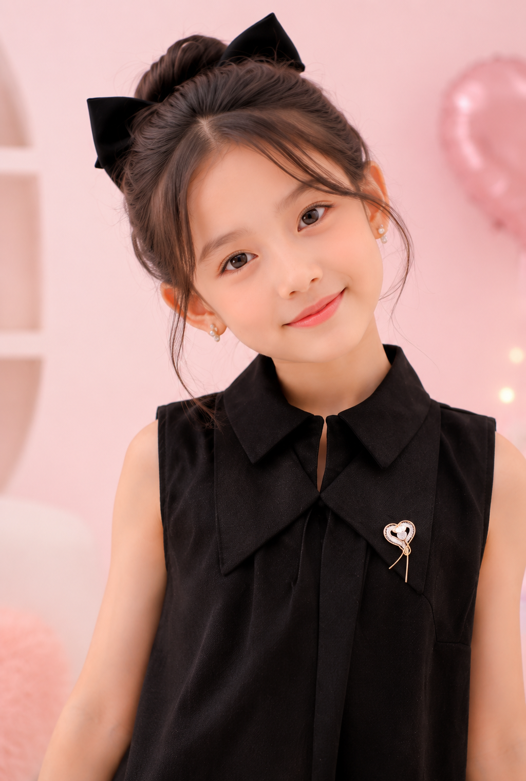 Elegant Black Sleeveless Collar Dress