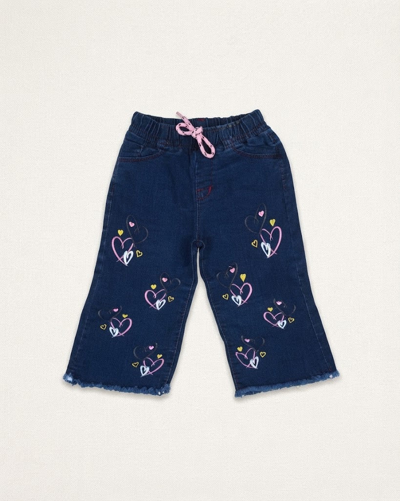 Little Heart Blue Denim Pants