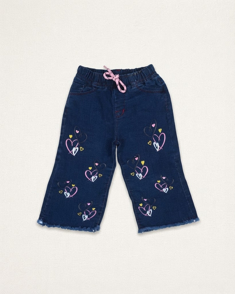 Little Heart Blue Denim Pants