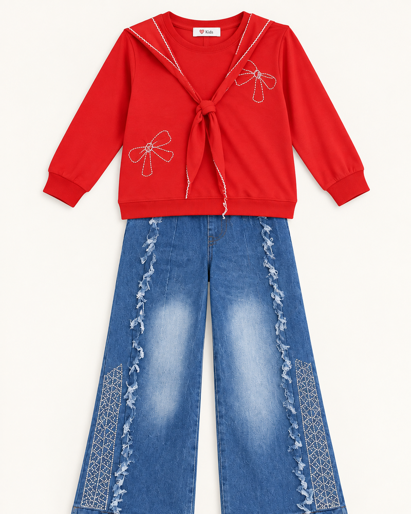 Ruby Bow Denim Set